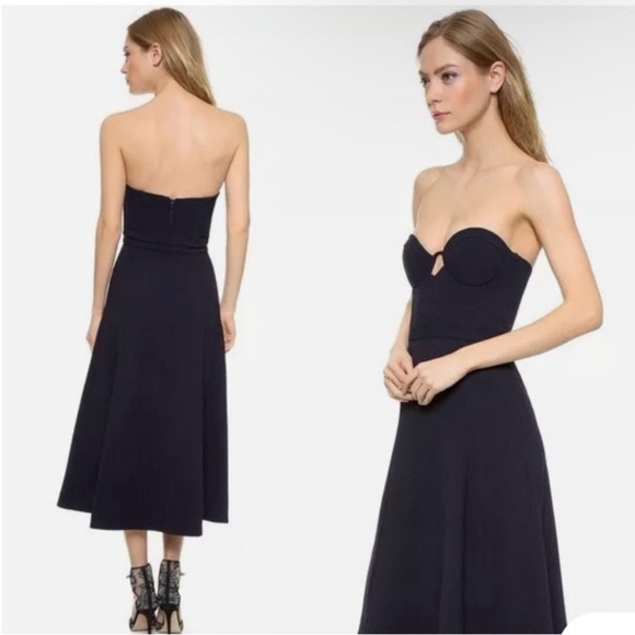 Zimmermann Crepe Strapless Dress in Navy NEW - Picture 2 of 14